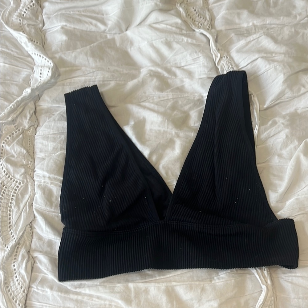 Garage Black Ribbed Crop Top